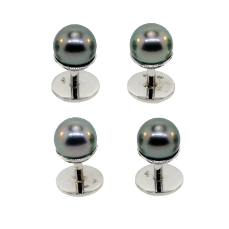 14KT W/G Tahitian Pearl Shirt Studs