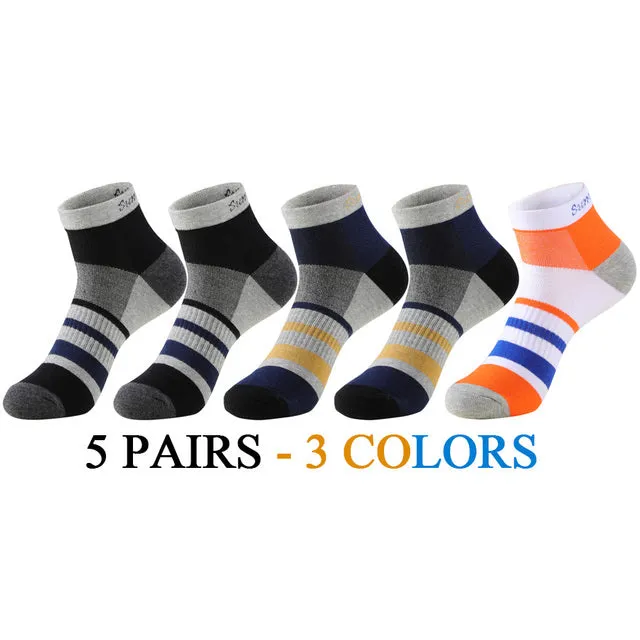 5 Pairs Lot Running Cotton Casual Combed Outdoor Ankle Socks for Men