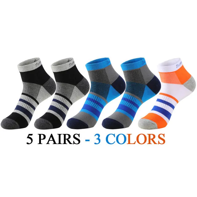 5 Pairs Lot Running Cotton Casual Combed Outdoor Ankle Socks for Men