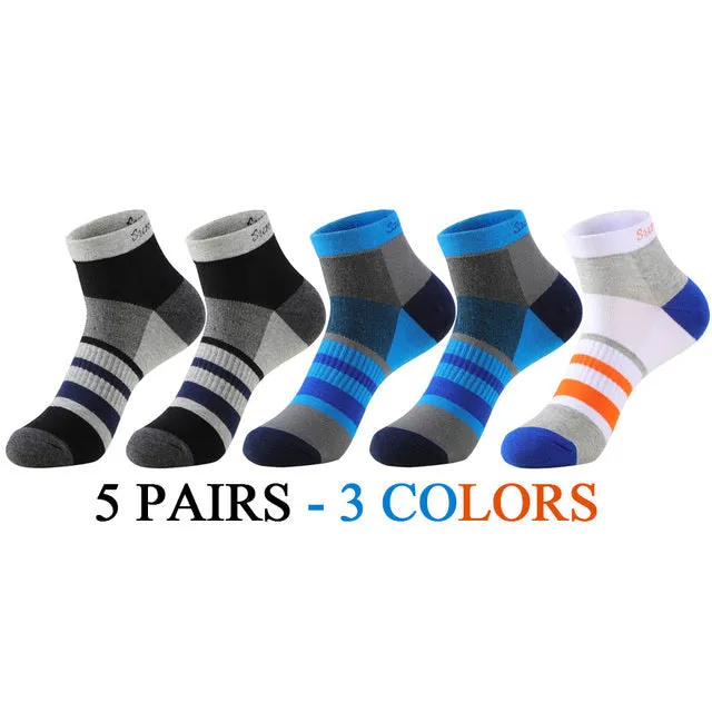 5 Pairs Lot Running Cotton Casual Combed Outdoor Ankle Socks for Men