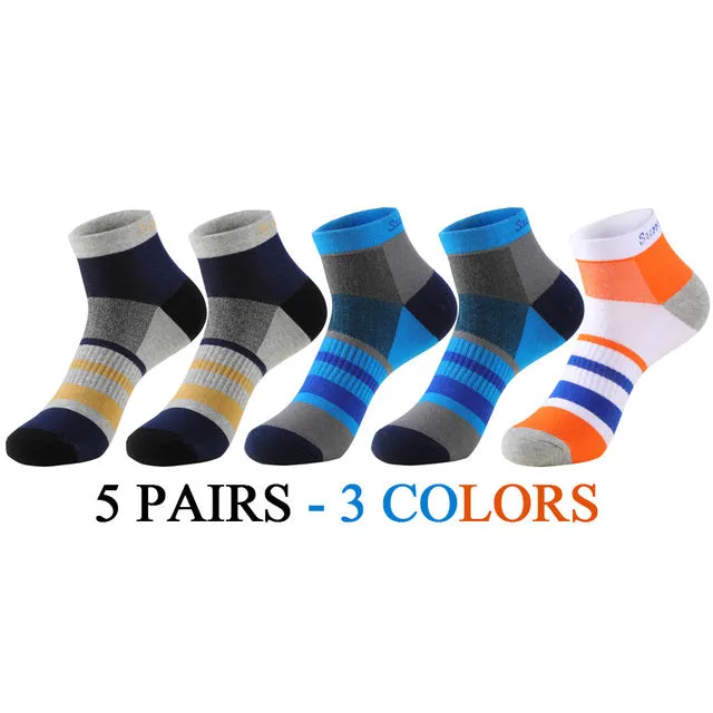 5 Pairs Lot Running Cotton Casual Combed Outdoor Ankle Socks for Men