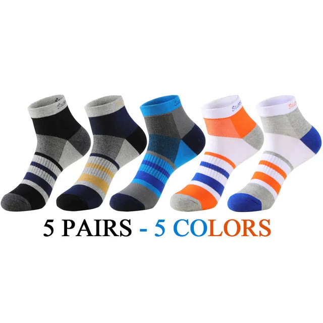 5 Pairs Lot Running Cotton Casual Combed Outdoor Ankle Socks for Men