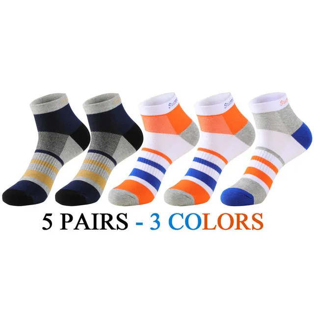 5 Pairs Lot Running Cotton Casual Combed Outdoor Ankle Socks for Men