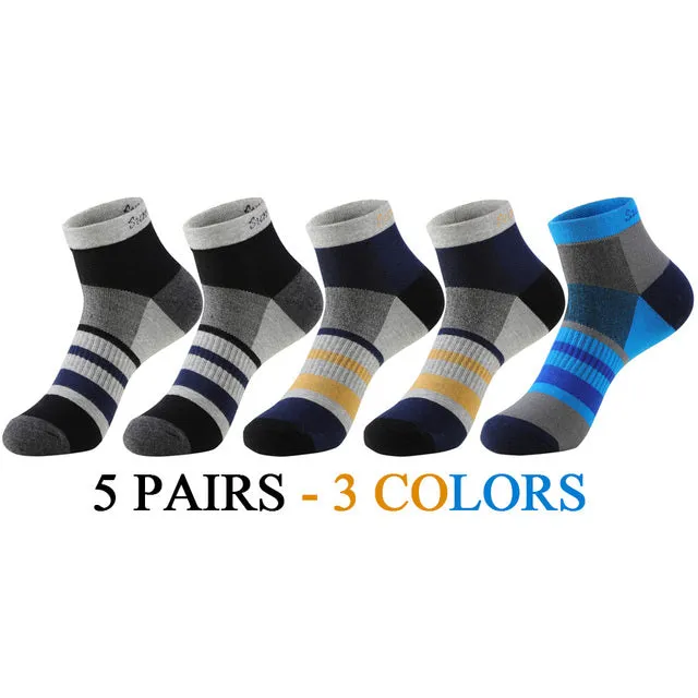 5 Pairs Lot Running Cotton Casual Combed Outdoor Ankle Socks for Men