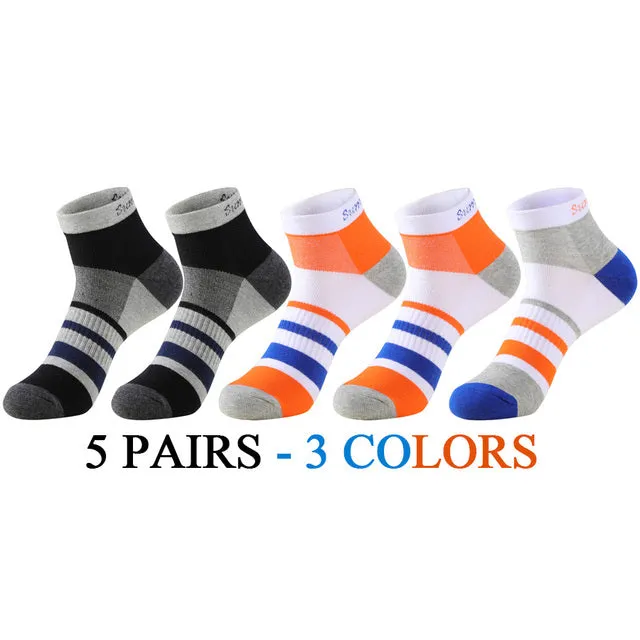 5 Pairs Lot Running Cotton Casual Combed Outdoor Ankle Socks for Men