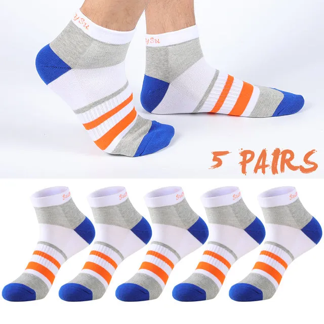 5 Pairs Lot Running Cotton Casual Combed Outdoor Ankle Socks for Men