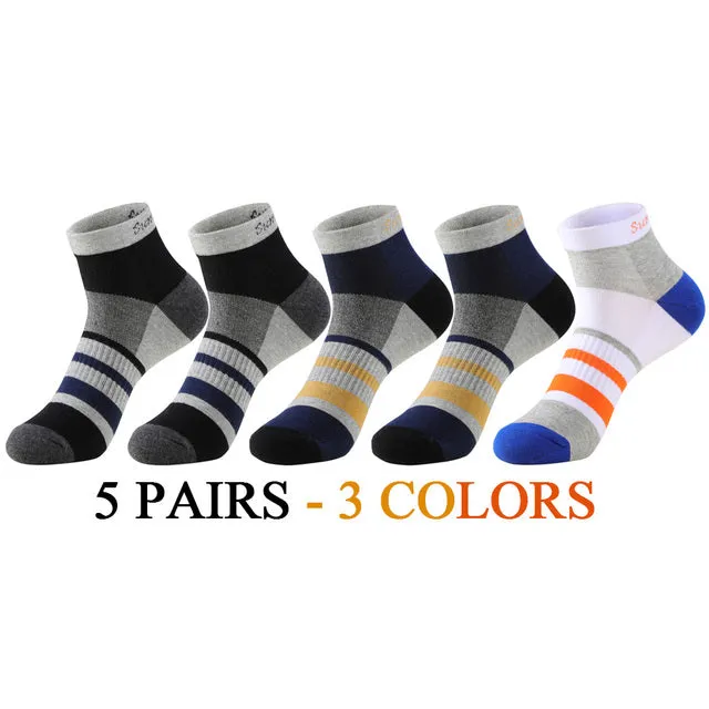 5 Pairs Lot Running Cotton Casual Combed Outdoor Ankle Socks for Men