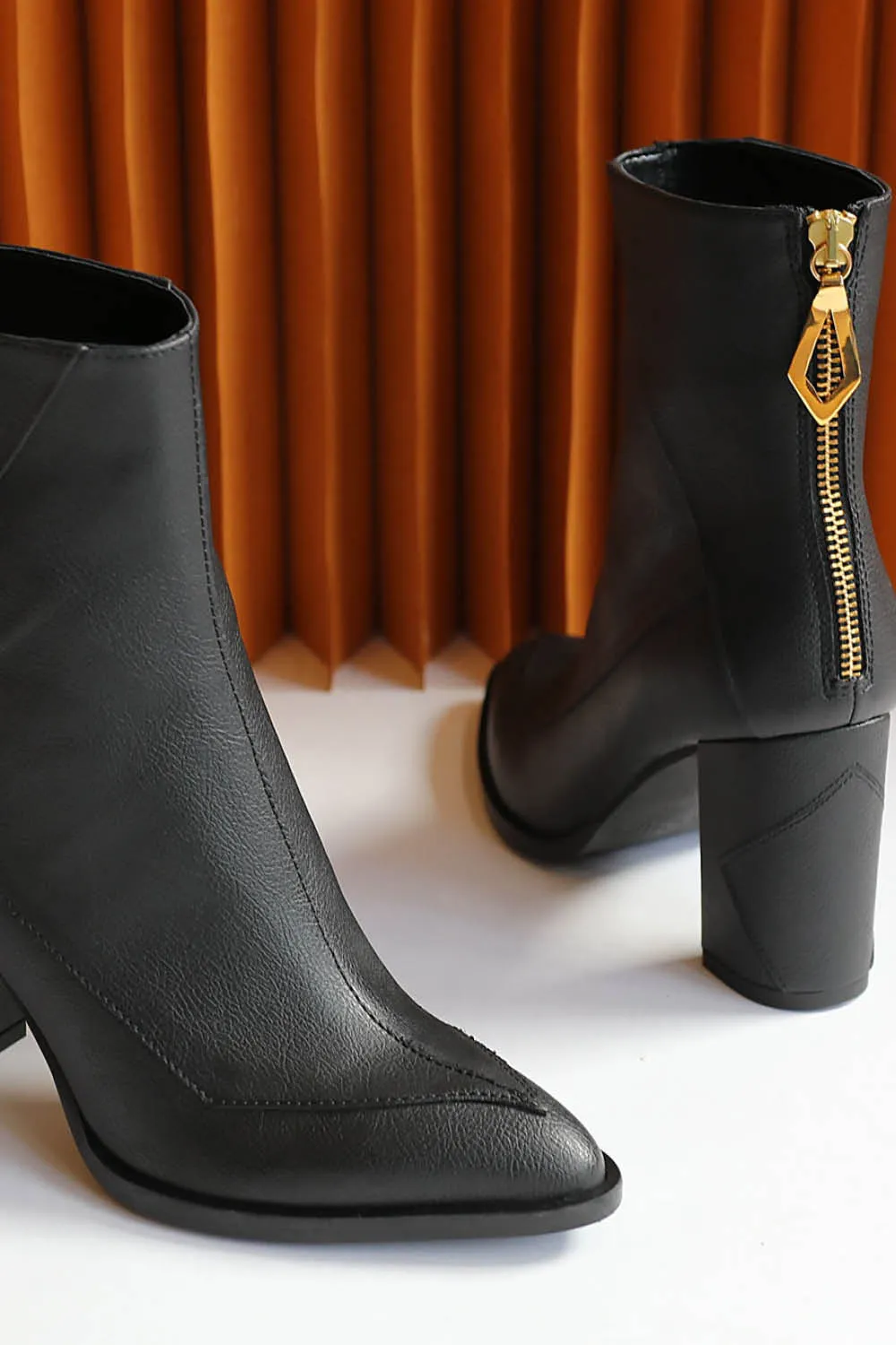 Almasi Black Vegan Apple Leather Boots