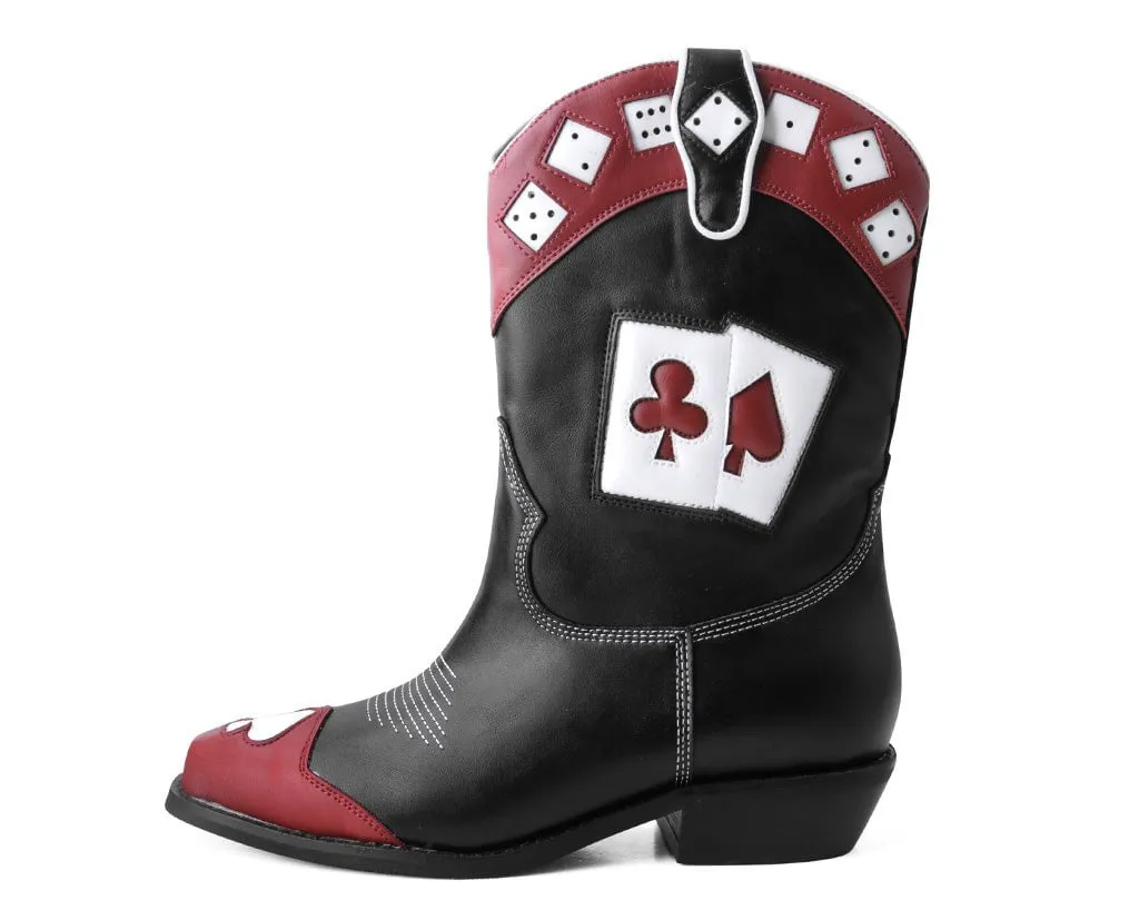 Black & Red Lucky Dice Western Boot