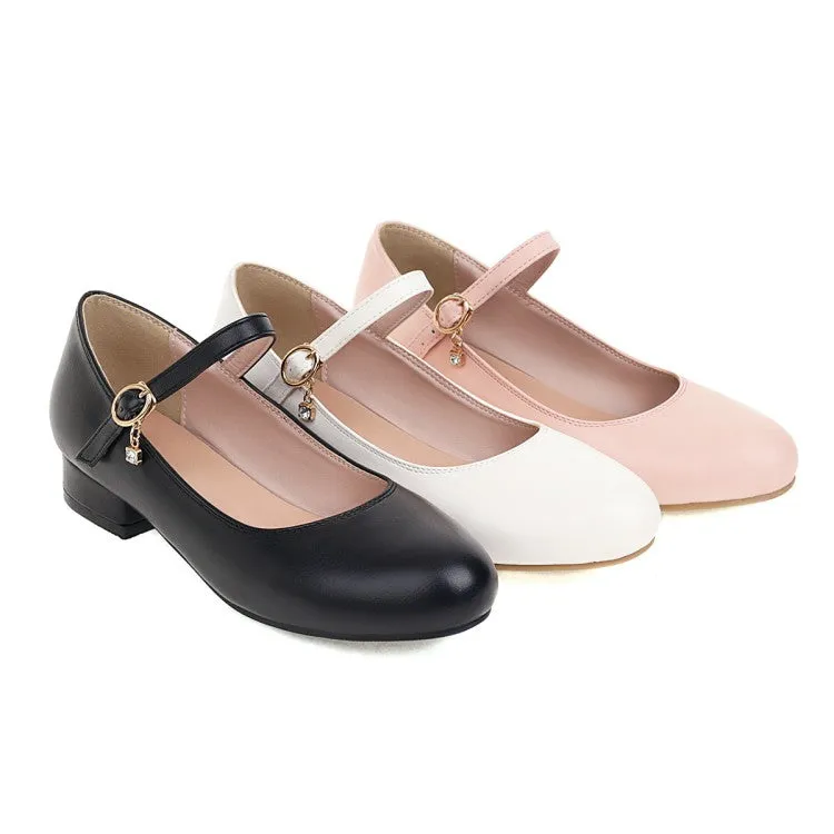 Buckle Belt Mary Janes Low Heels Women's Pumps