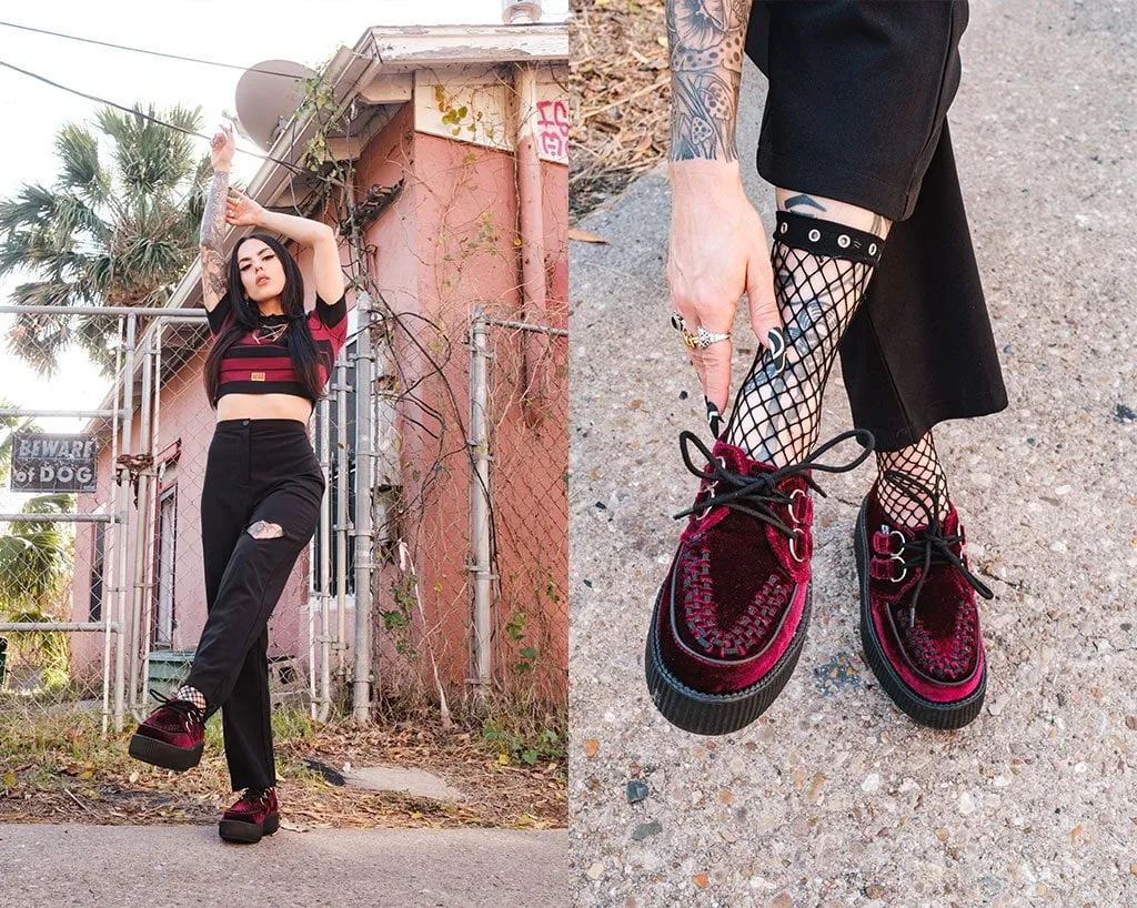 Burgundy Velvet Viva Mondo Creepers