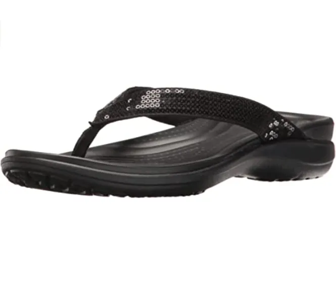 Crocs Capri V Sequin women's flip-flop sandal 204311 001 black