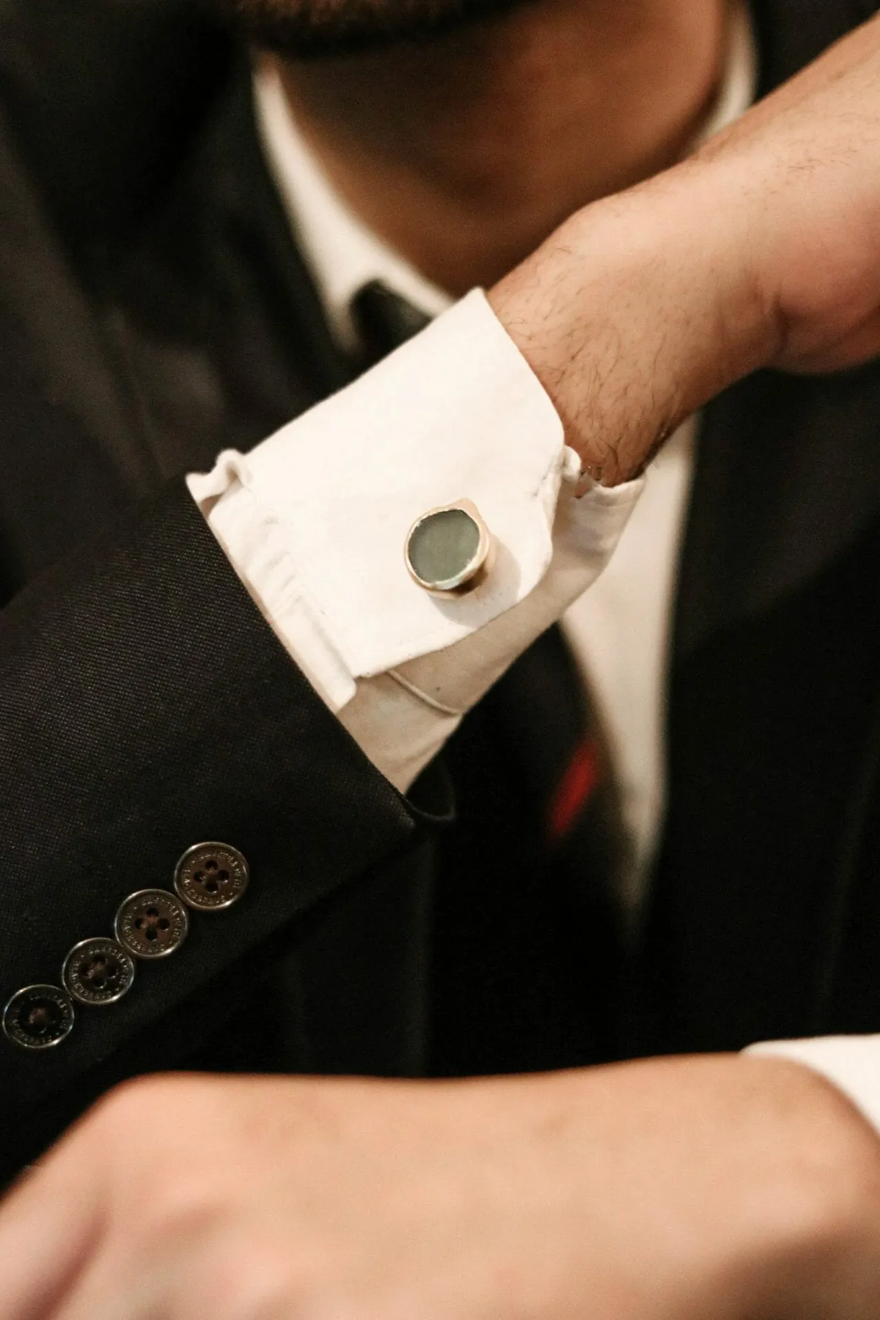 Cuff Links with Green chalcedony