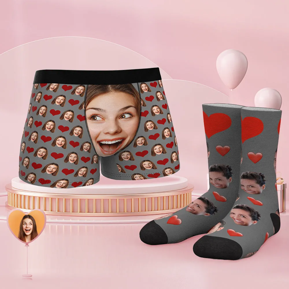 Custom Face Boxer Shorts And Socks Set Big Face