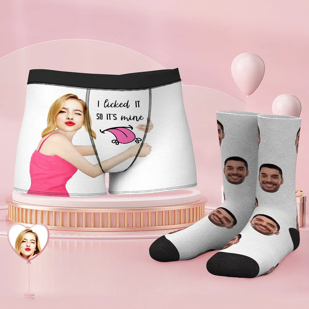 Custom Face Boxer Shorts And Socks Set I Licked It So It's Mine