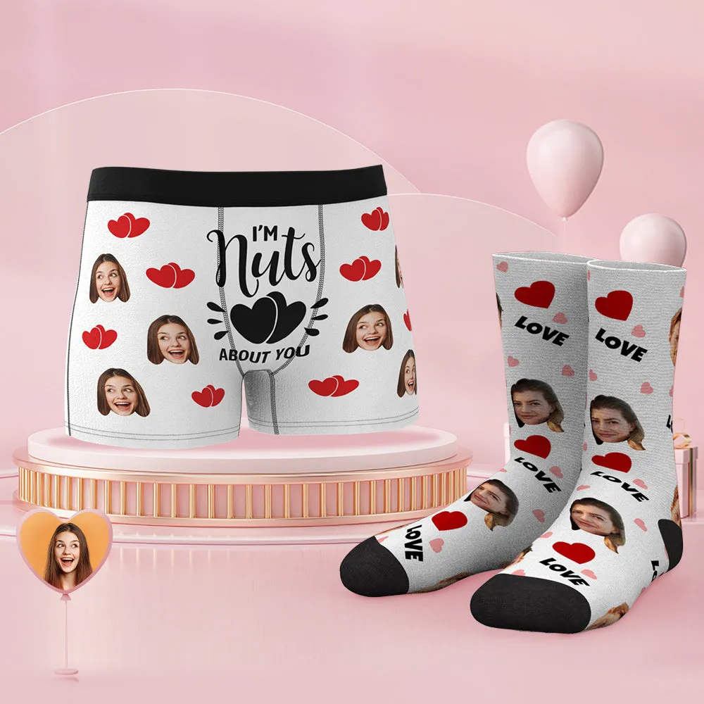 Custom Face Boxer Shorts And Socks Set I'm Nuts About You