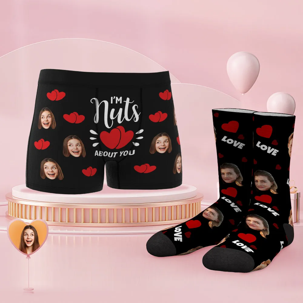 Custom Face Boxer Shorts And Socks Set I'm Nuts About You