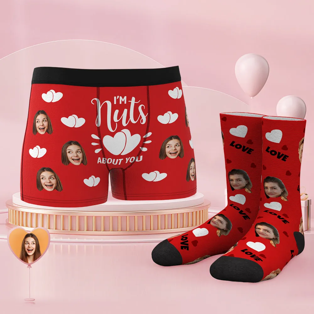 Custom Face Boxer Shorts And Socks Set I'm Nuts About You