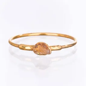 Dainty Raw Citrine Ring in Yellow Gold