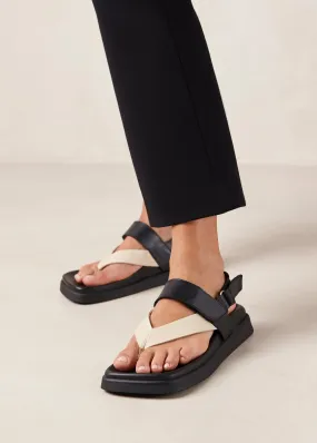 Decade Bicolor Black Cream Leather Sandals