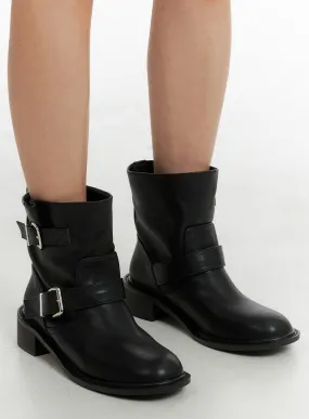 Faux Leather Buckle Boots CM427