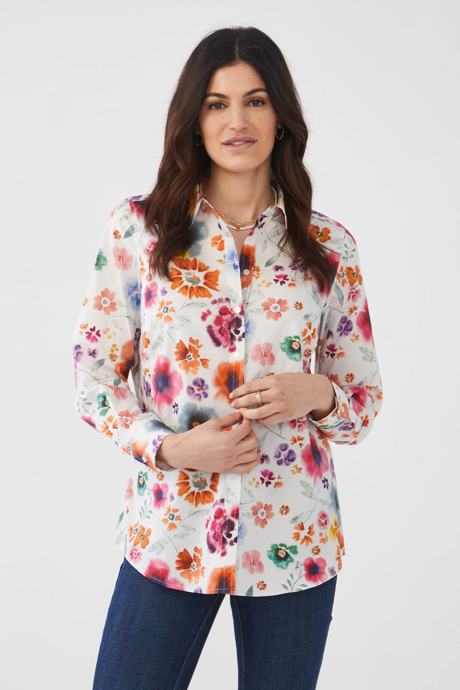 FDJ shirt 7702623, poplin botanical imprint