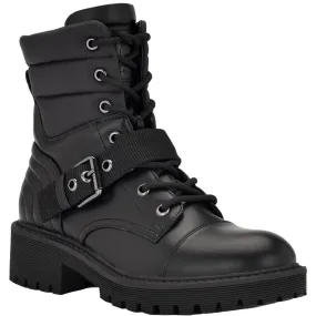 GBG Los Angeles Womens Sheelah Faux Leather Lug Sole Combat & Lace-Up Boots