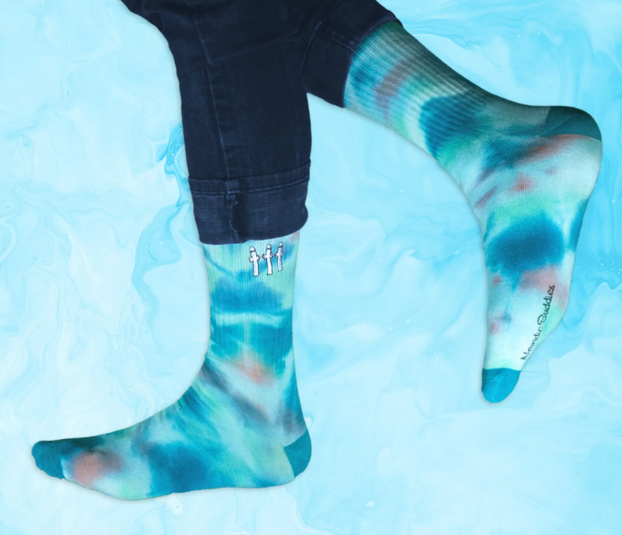 Hattifatteners Tie Dye Men Socks - Turquoise and Blue