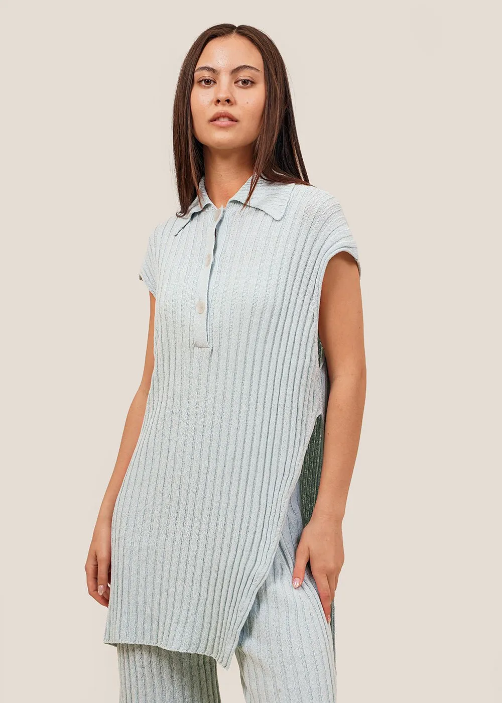 Light Blue Vague Polo Tunic