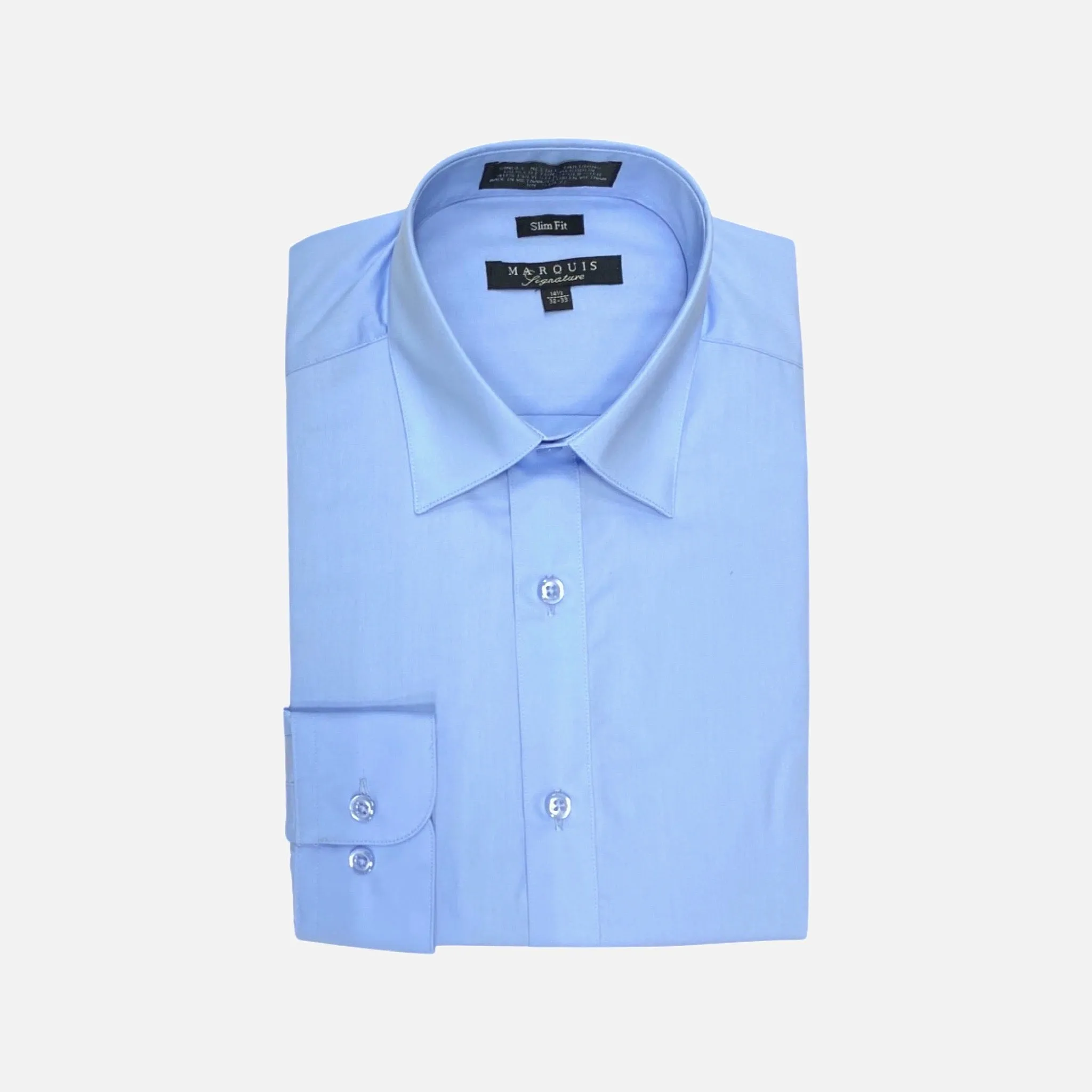 Men’s Slim Fit Light Blue Dress Shirt | Plain Cuff | 60% Cotton 40% Polyester