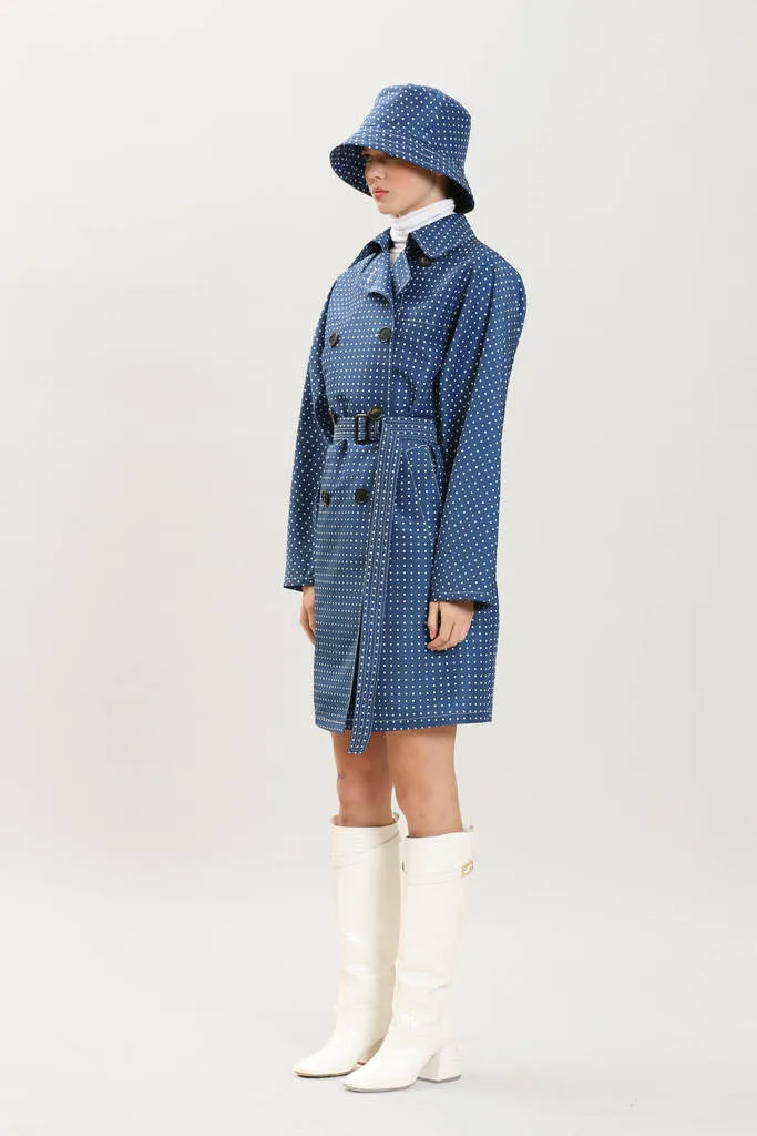 Microdot Raincoat Navy