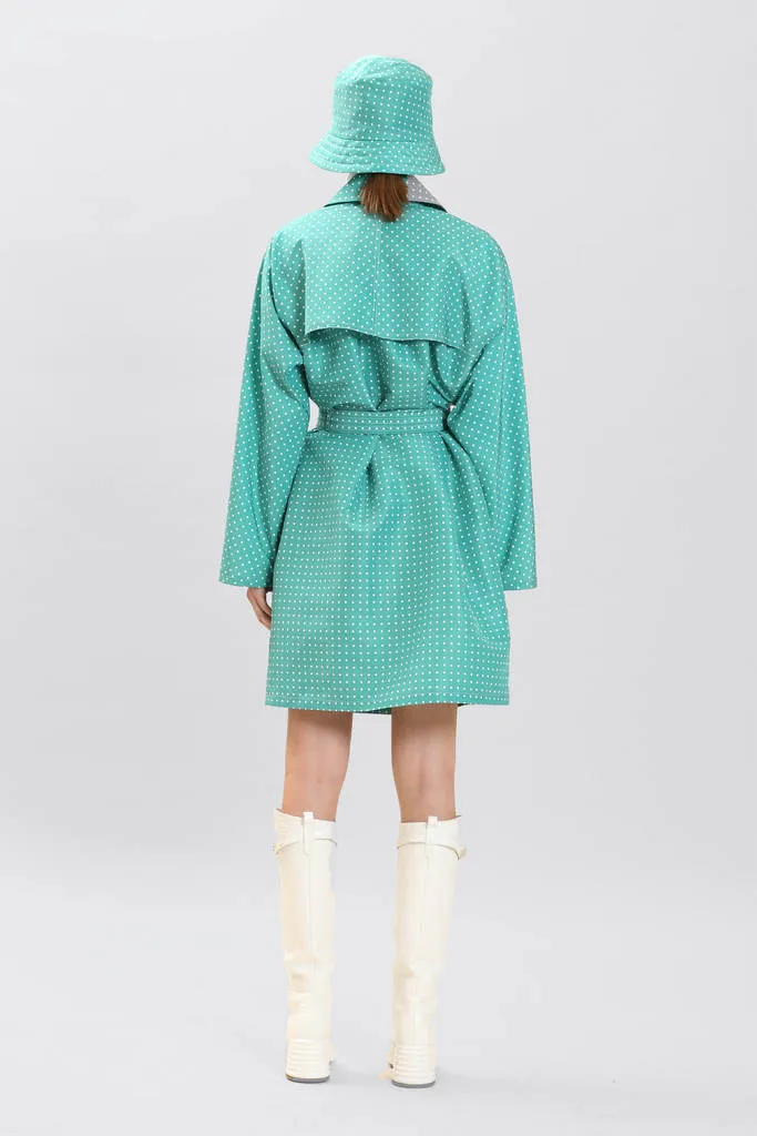 Microdot Raincoat Teal