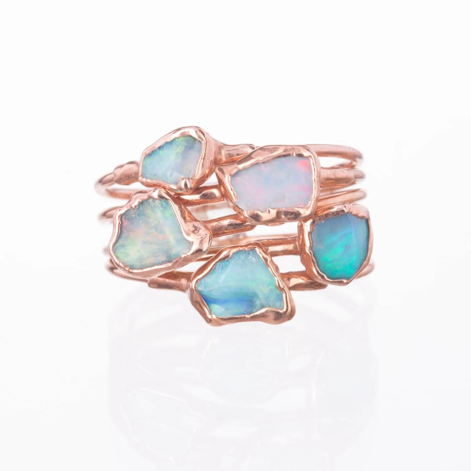 Mini Raw Australian Opal Ring in Yellow Gold