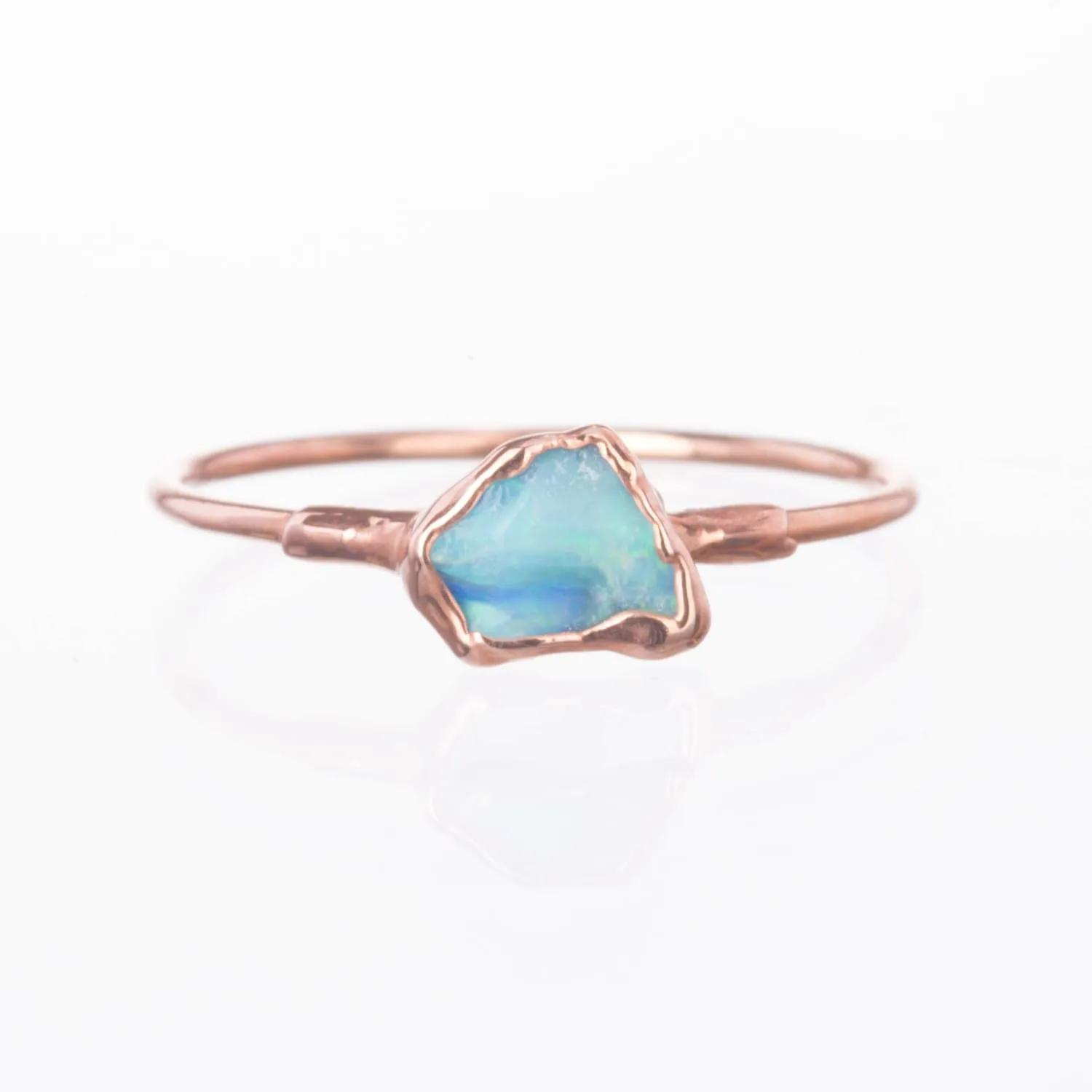 Mini Raw Australian Opal Ring in Yellow Gold