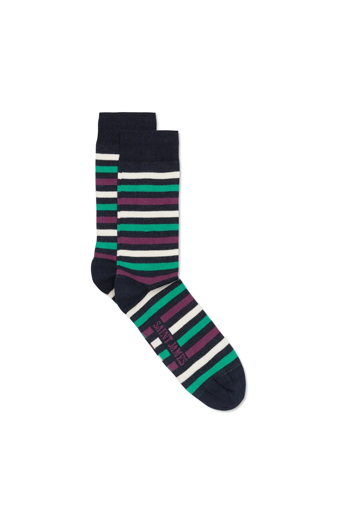 Multicolour striped socks - in cotton jersey (MARINE/PRUNE)