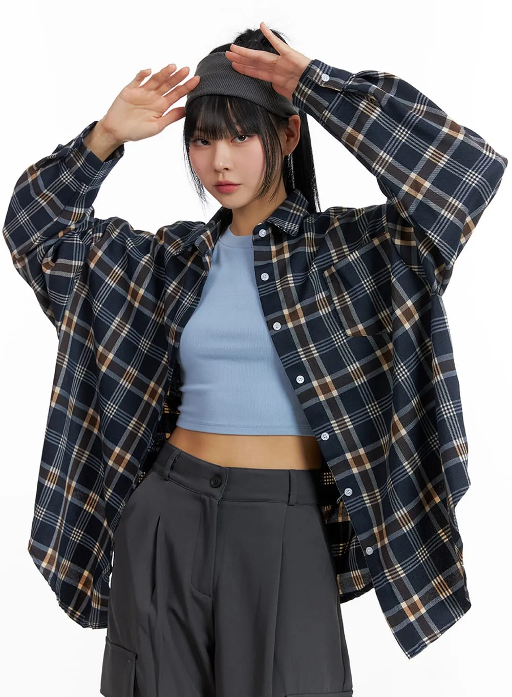 Oversized Checkered Shirt IF402