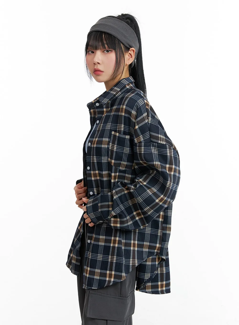 Oversized Checkered Shirt IF402