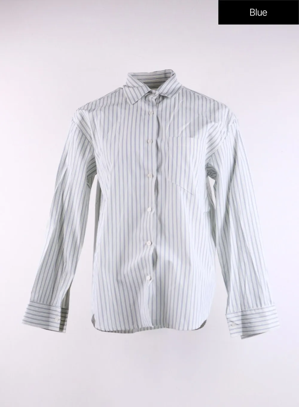 Oversized Collar Striped Button Shirt CF406