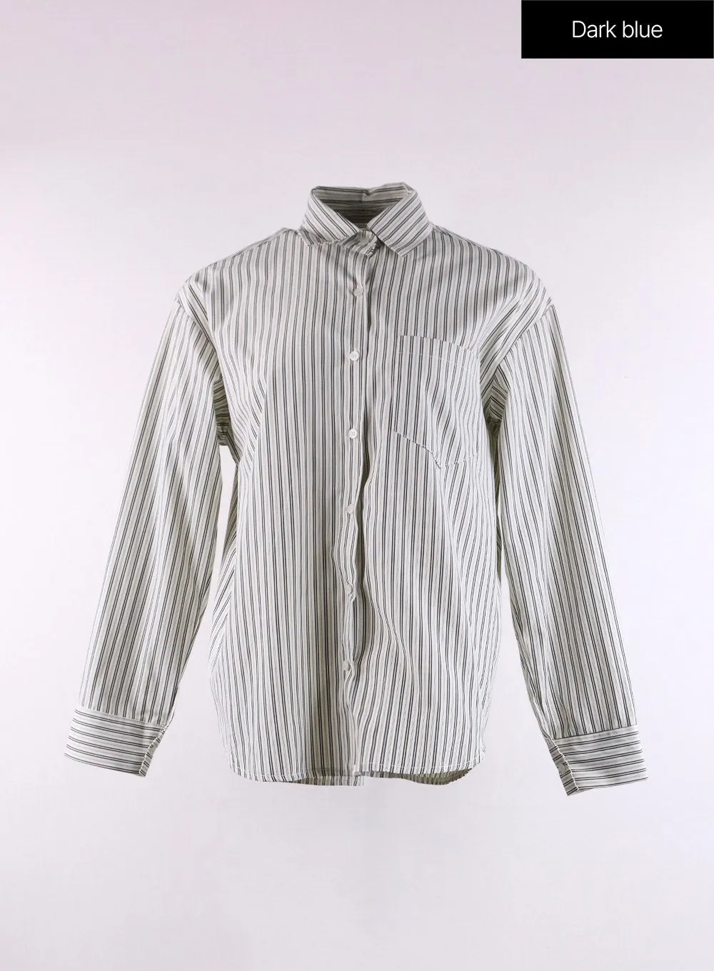 Oversized Collar Striped Button Shirt CF406