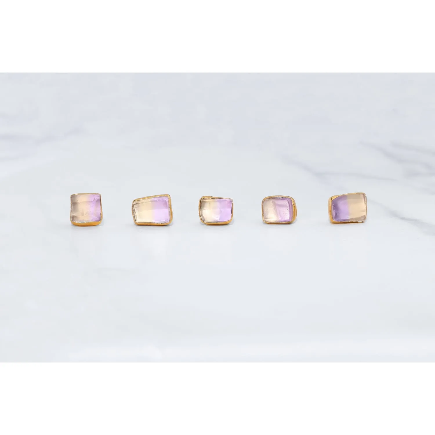 Raw Ametrine Stud Earrings w/ Gold Fill, Unique Natural Amethyst and Citrine Rough  Jewelry. Cube Rectangle Gemstone. Handmade in USA