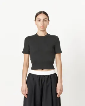 Ribbed Cropped Baby T-Shirt in Black