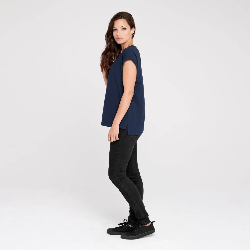 Rolled Sleeve Crew | Navy