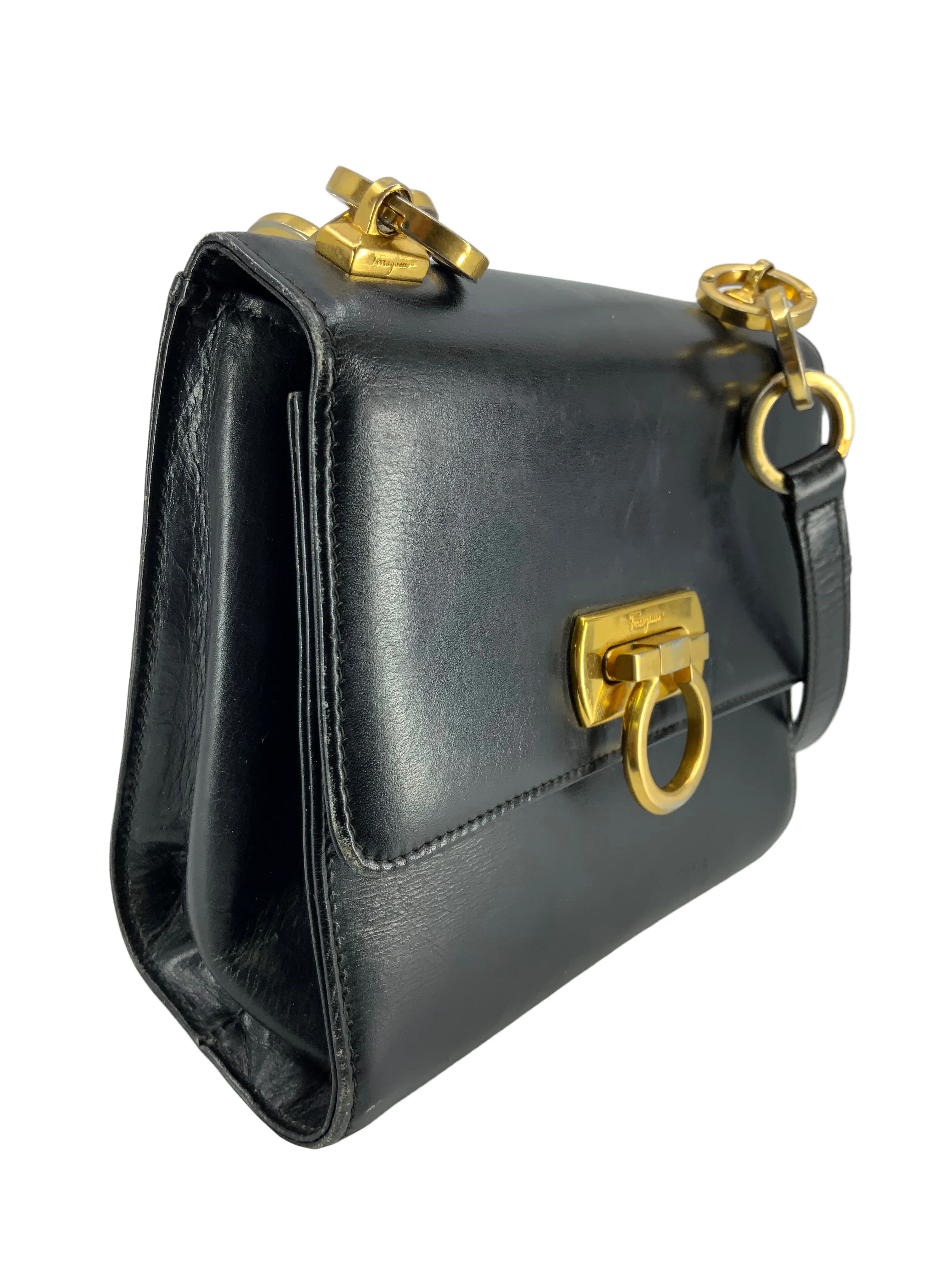 Salvatore Ferragamo Vintage Gancini Leather Flap Crossbody Bag