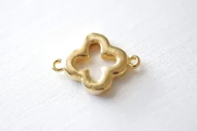 Shiny Vermeil Wholesale Gold Quatrefoil Connector Charm- Gold Clover Connector, gold four leaf quatrefoil clover connector link, Gold Flower Charm, 75