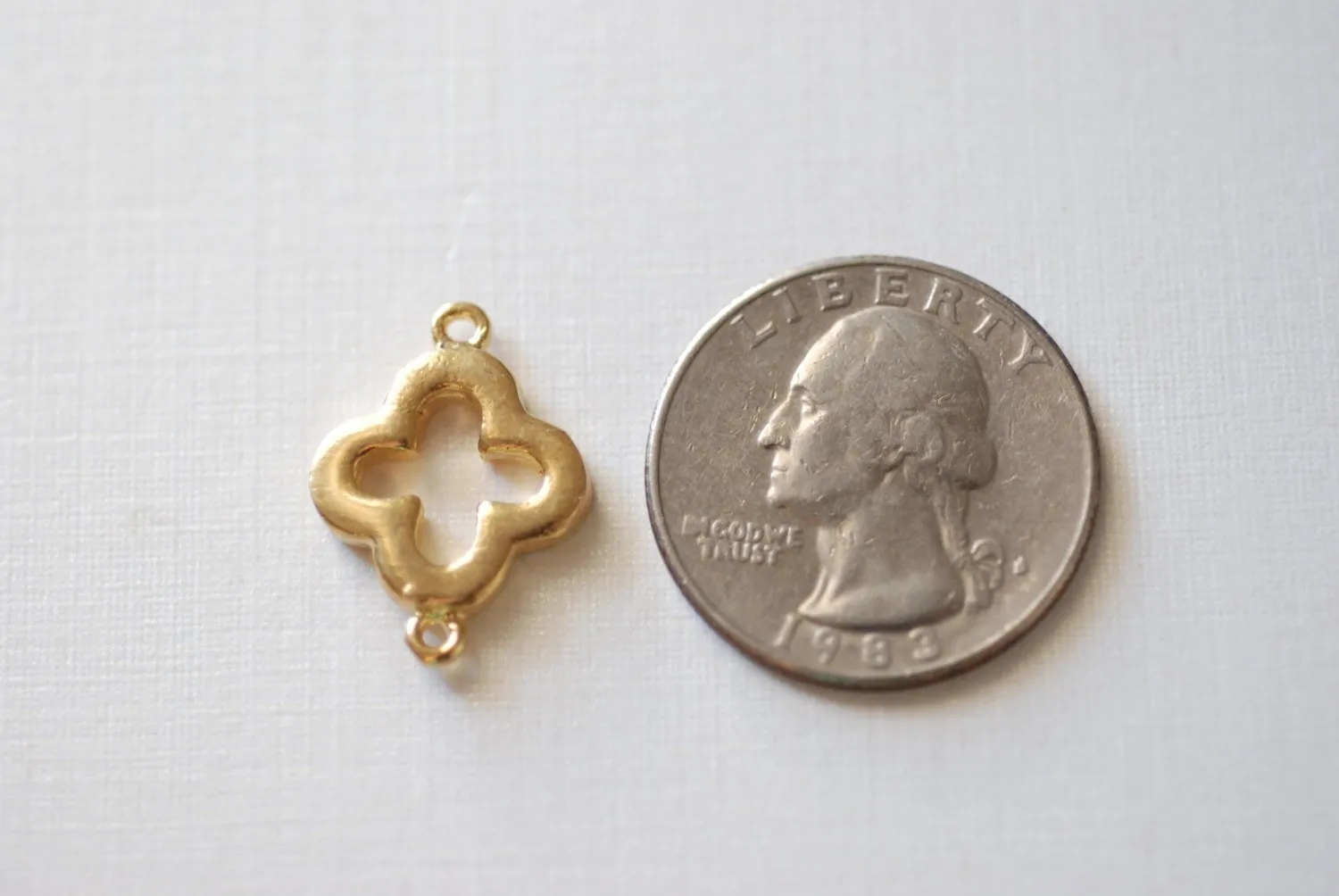 Shiny Vermeil Wholesale Gold Quatrefoil Connector Charm- Gold Clover Connector, gold four leaf quatrefoil clover connector link, Gold Flower Charm, 75