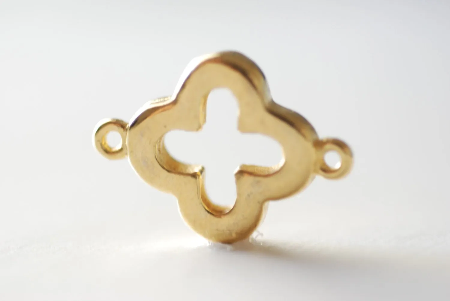 Shiny Vermeil Wholesale Gold Quatrefoil Connector Charm- Gold Clover Connector, gold four leaf quatrefoil clover connector link, Gold Flower Charm, 75