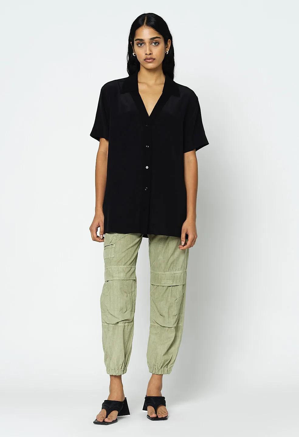 Silk Camp Shirt / Black