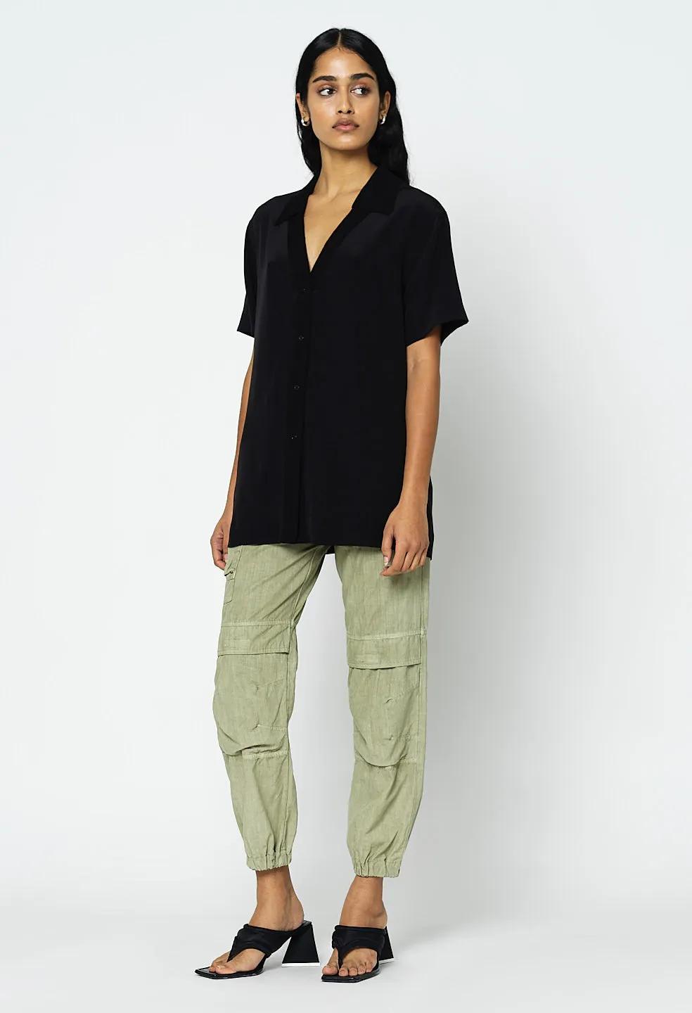 Silk Camp Shirt / Black