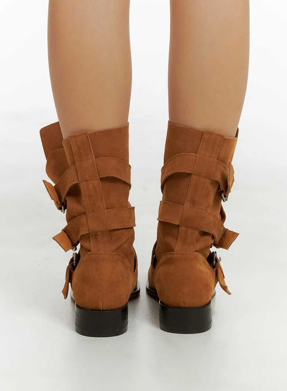 Suede Buckle Ankle Boots CM421