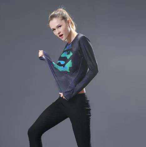 Supergirl 'Tie-Dye/Black' Compression Long Sleeve Rash Guard